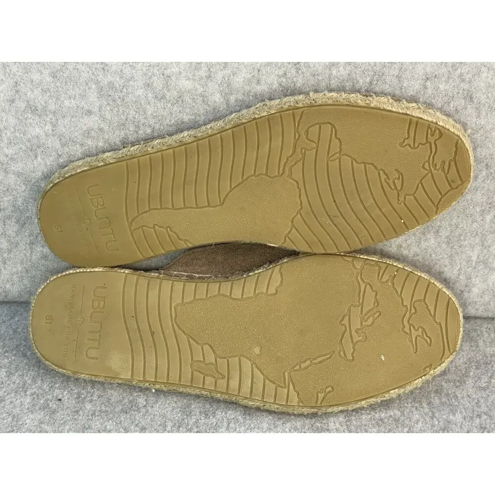 UBUNTU Life Lamu Sand Beige Suede Leather Espadrille Mules Flats 6W Never Worn